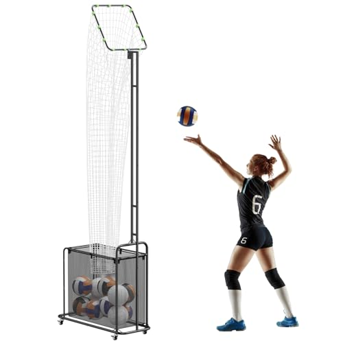 Volleyball Setter Training Equipment Net Volleyball Setting Trainer Setter Net with 5 Adjustable Angles & Heights, Indoor Outdoor Volleyball Practice Equipment for Serving, Spiking and Setting, Black