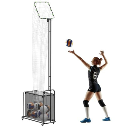Volleyball Setter Training Equipment Net Volleyball Setting Trainer Setter Net with 5 Adjustable Angles & Heights, Indoor Outdoor Volleyball Practice Equipment for Serving, Spiking and Setting, Black