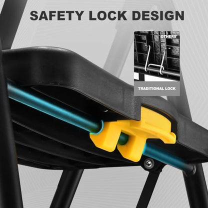 HBTower 5 Step Ladder, Folding Step Stool with Wide Anti-Slip Pedal, Tool Tray & Handrails, 330lbs Capacity for Home and Kitchen, Black - color: Black, size: 5 Step Ladder