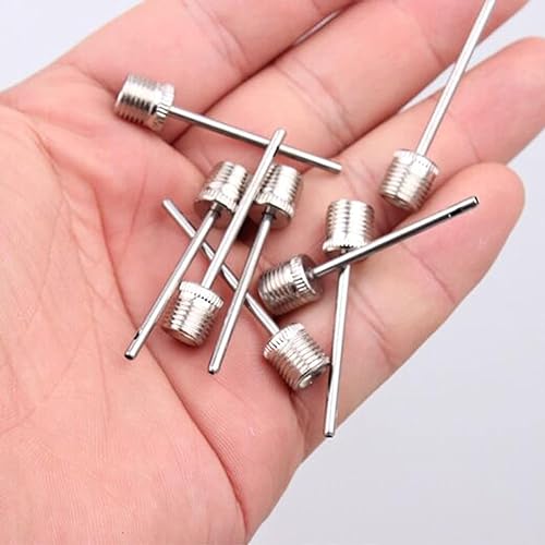 10Pcs Silver Inflating Air Pump Needles Stainless Steel Air Pump Inflator Needles for Basketball Football Volleyball Water Polo Rugby Exercise Sports Ball Balloon Inflation Devices and Accessories