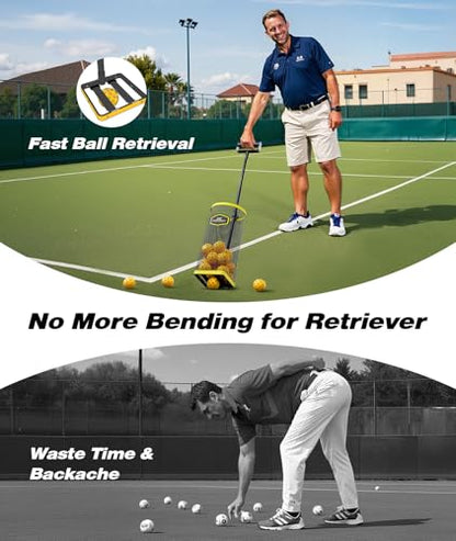 Tennis Ball Picker Upper, 30 Pickleball Picker Upper, 42 Tennis Ball Collector, Portable Pickleball Retriever for Easy Collection & Storage