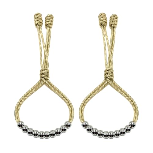 Pack of 2 Golf Glove Bead Stroke Counter, 10 Stainless Steel Beads Score Counter for Gloves, Stroke Count Resizable Easy to Adjust Golf Round Scoring Tracker Accessory - color: Cream