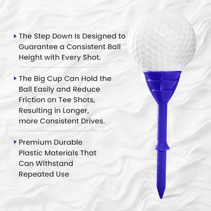 Amy Sport Golf Tees Plastic 3 1/4 inch Upgrade Unbreakable Bulk 30 Pack Reduce Friction Side Spin Durable Stable 83 mm Long Tee for Golfer Practice - color: Blue