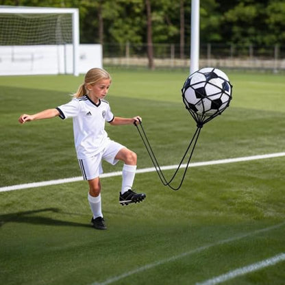 Soccer | Volleyball | Rugby Trainer, Football Kick Throw Solo Practice Training Aid Control Skills Adjustable Waist Belt for Kids Adults