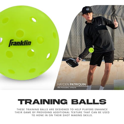 Franklin Sports Max Grit Textured Pickleballs - Indoor + Outdoor Extra Grip Training Pickleballs for Instant Spin + Control - 3 Pack - Yellow