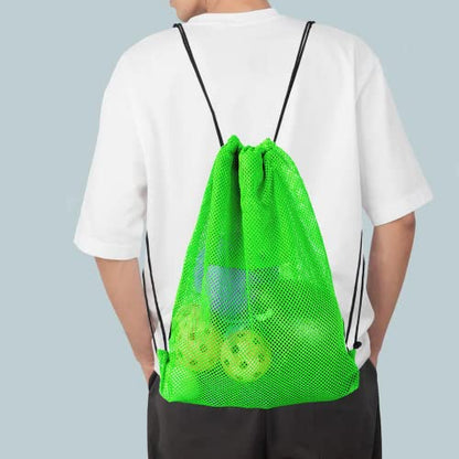GSE Games & Sports Expert 19"x15" Green Mesh Backpack Bag. Mesh Drawstring Sports Equipment Sackpack for Gym Gear, Swimming, Toys, Baseballs/Softballs, Pickleballs - color: Green, style: 19"x15" Backpack(6-pack)