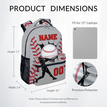 Mercuryelf Custom Kids Baseball Backpack for Boys Toddler – 17 Inch Lightweight Sports Bookbag for Elementary Middle School Students, Large Capacity School Backpack Gift - color: Grey