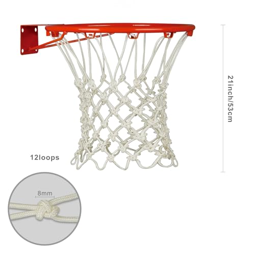 Basketball Net Replacement 1 Pack, Basketball Nets Heavy Duty Outdoor with 12 Loops, for All-Weather 21inches (10 oz), Anti Whip, Fits Standard Indoor or Outdoor Hoop, Rim Not Included