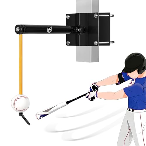 Baseball & Softball Batting Trainers for Beginners and Pros, Locking Post Style Tether Ball Set, Swing Trainer for Hitting Training Equipment, Easy Install on 3"-6" Round & 2"-6" Square Posts