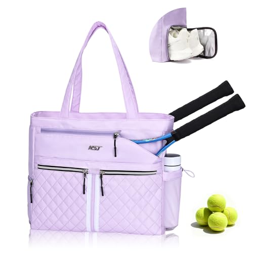 Tennis Bags for Women, Tennis Bag Holds 2 Rackets, Gym Bags with Ventilated Shoe Compartment, Suitable for Pickleball Tennis Badminton - color: Purple, size: M