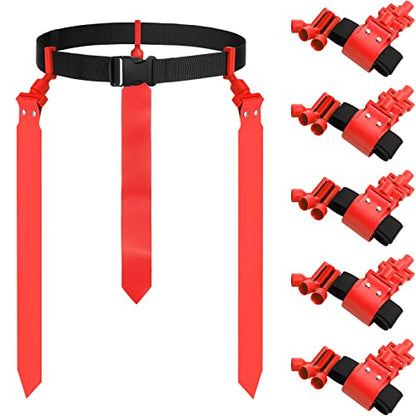Junkin 6/8/10 Players Flag Football Sets Adjustable Football Belts and Flags for Youths Teens Kids Adults Players Sports Team - color: Red