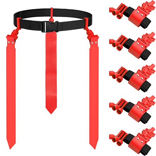 Junkin 6/8/10 Players Flag Football Sets Adjustable Football Belts and Flags for Youths Teens Kids Adults Players Sports Team - color: Red