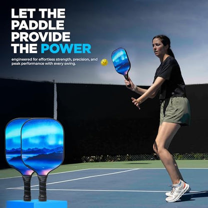 Pickleball Paddle Set - USAPA Approved Fiberglass Paddles | Lightweight Honeycomb Core | Includes 4 Balls, Carry Bag, and Cooling Towels | Ideal for All Players by EPICOURT - size: 2 Pack, style: Wilderness