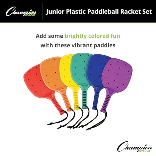 Champion Sports Plastic & Foam Racket Sets – Durable, Lightweight Paddles for Youth Play & PE, Paddleball, Racquetball