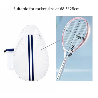 White PU One Shoulder Crossbody Tennis Backpack Girls Tennis Bag Tennis Racket Sling Bag for Women, with Water Bottle Holder - color: cream white
