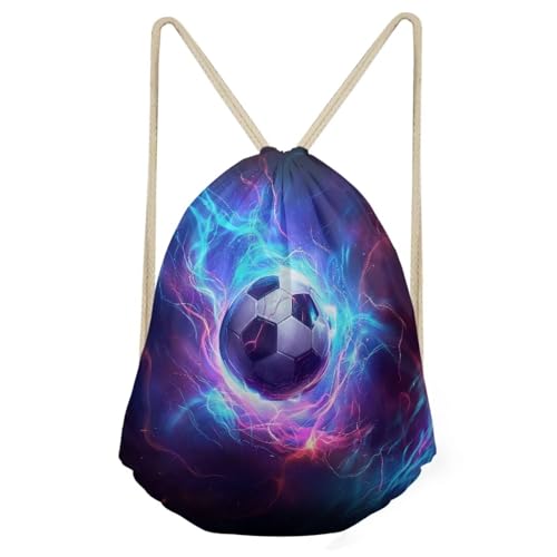 Mumeson Backpack Durable Large Capacity Drawstring Bag Backpack Satchel Bag Shoulder Bag, Fire Thunder Soccer Print - color: Fire Thunder Soccer