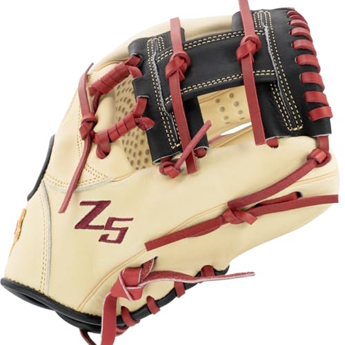 SSK Z5 Craftsman Infield Baseball Glove – 11.25” - 11.5” - 11.75” - 12” – Right & Left Hand Throw - color: Camel/Black/Maroon, size: 11.5" - Right Hand Throw