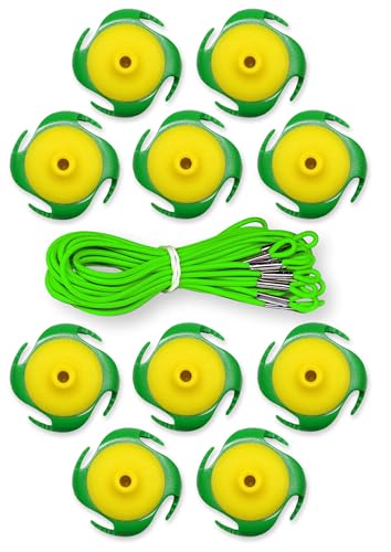 Tee Claw Golf Tee Holder, Golf Mat Tee, Golf Alignment String, Baseball Agility Training for Indoor and Outdoor, Made in the USA. - color: 10 Pack Yellow and Green