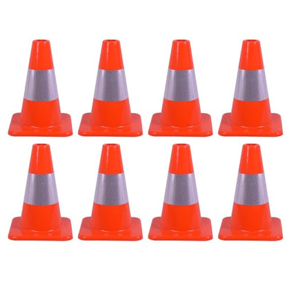 8 Pack 12" Traffic Cones with 4” Reflective Collars – Durable PVC Safety Cones for Parking, Construction, Sports & Training – High Visibility, Weather-Resistant - size: 12 inch -8Pack