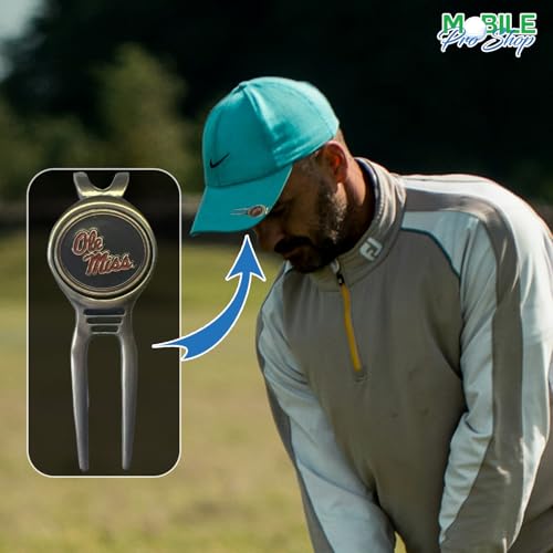 Divot Repair Tool Removable Magnetic Ball Marker-Best Divot Fixer - style: OLE MISS REBELS