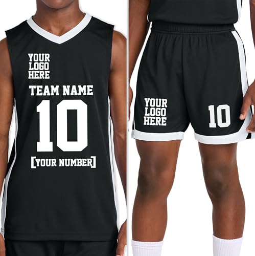Personalize Your Own Team Basketball Jersey with Your Custom Name and Number Adult Youth Sports Tee - color: Black, size: X-Small