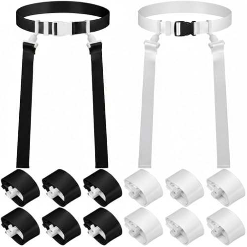 Peryiter 2/12/24/36 Player Flag Football Belt, Adjustable Football Belts and Flags for Kids Youth Adult Sport Team Training - color: Black,white