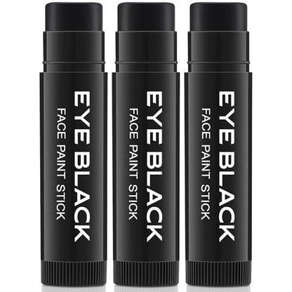 CCbeauty 3 Pack Black Eye Black Stick for Multi Sports, Anti-Glare Eyeblack for Baseball Football Softball Lacrosse Game, Water-Proof Eye Black Grease Paint for Athletes & Fans