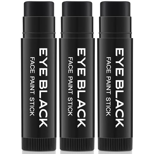 CCbeauty 3 Pack Black Eye Black Stick for Multi Sports, Anti-Glare Eyeblack for Baseball Football Softball Lacrosse Game, Water-Proof Eye Black Grease Paint for Athletes & Fans
