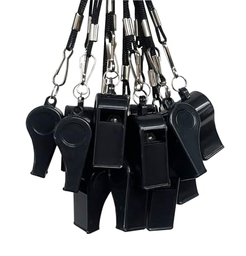 20 Pcs Plastic Loud Whistles with Lanyard for Referee Coaches Basketball Football Sports Training Game Event Lifeguard Survival Emergency Fun School Kids Tool Set Suppliers - color: Black