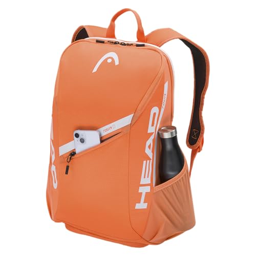 HEAD Tour Tennis Backpack 25L - Holds 2 Racquets, Shoe Compartment, Phone Pocket, Water Bottle & Ball Can Pockets - color: Orange