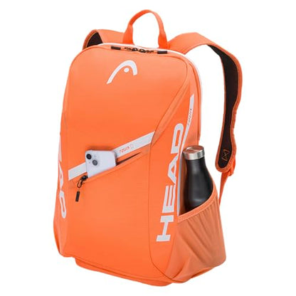 HEAD Tour Tennis Backpack 25L - Holds 2 Racquets, Shoe Compartment, Phone Pocket, Water Bottle & Ball Can Pockets - color: Orange