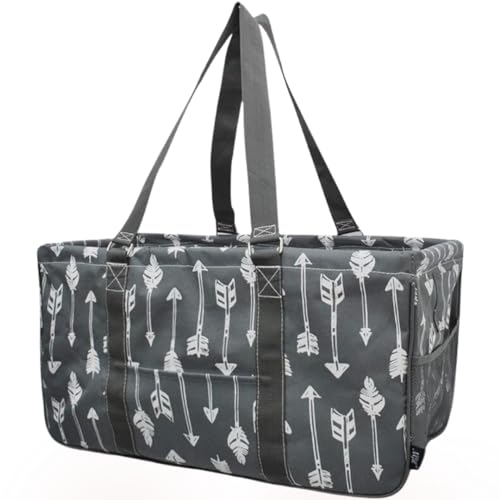 Extra Large Utility Tote Reusable Grocery Bag Oversized Collapsible for Groceries, Storage, Picnic, Beach (Arrow-gray) - color: Arrow-gray