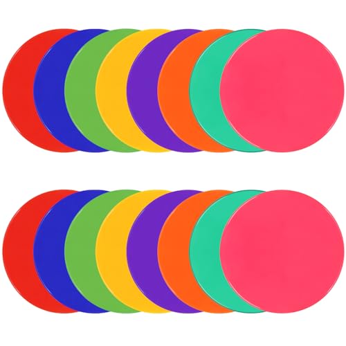 Poly Spots 9inch Poly Spot Markers for Gym Floor, 9 Colors 18/36 Pcs Non-Slip Rubber Floor Dots Flat Cones Round Agility Markers for Sports Soccer Basketball PE Training, Dance, Classroom Activities - style: 16Pcs 8colors 9inch