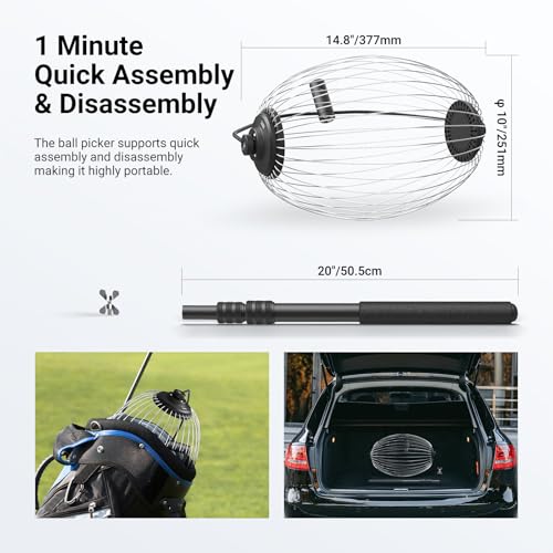 NEEWER Tennis Ball Pickleball Collector Roller, No Bending Over Quick Rolling Picker for Up to 40 Tennis Balls