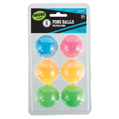 Vibrant Neon Pong Balls - 1.5" (Pack of 6) - Premium Quality & Durable Material | Ideal for Party Games & Sports - size: 1 1/2"