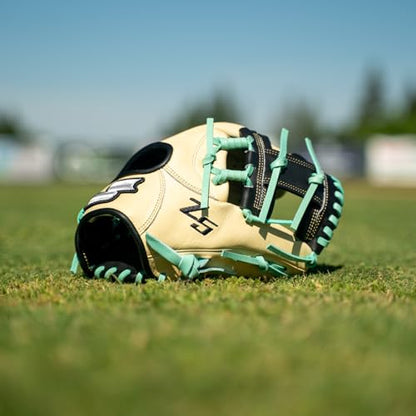 SSK Z5 Craftsman Infield Baseball Glove – 11.25” - 11.5” - 11.75” - 12” – Right & Left Hand Throw - color: Camel/Black/Mint, size: 11.5" - Right Hand Throw