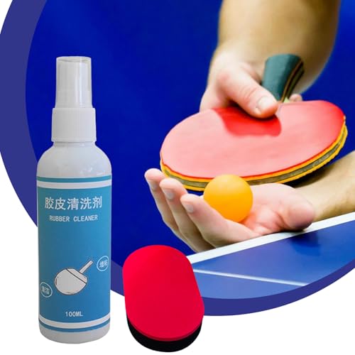 Table Tennis Racket Cleaner Kit - 100ml Racket Care Agent with Sponge,Eliminate Dirt and Dust, Optimal Spin and Control, Preserve Rubber and Restore Tackiness