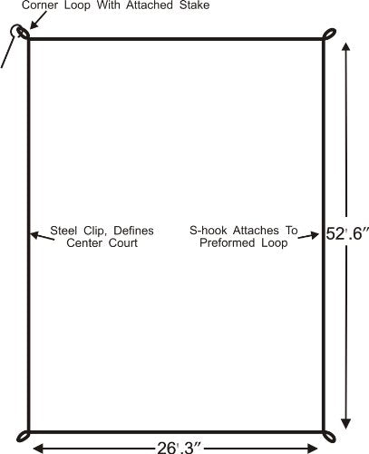 Volleyball Rope Boundary, 8 Meter Size, Grass Setup - M8M25
