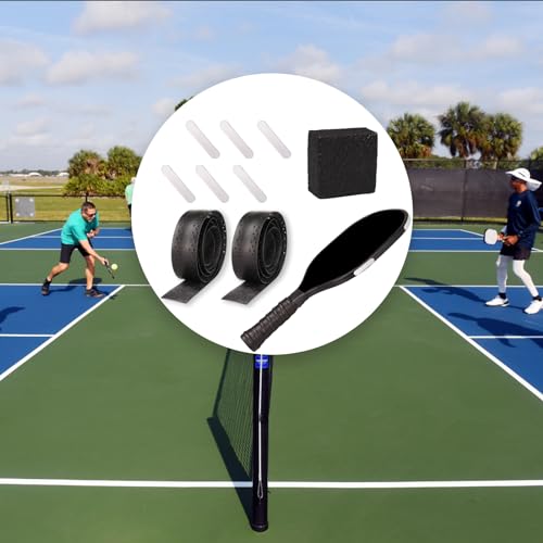 9Pcs Pickleball Racket Accessories Kit, Include 2 Pickleball Paddle Grip Tape, 6 White Pickleball Lead Tape, Black Pickleball Paddle Cleaner and Eraser, Pickle Ball Sport Accessories - color: Black