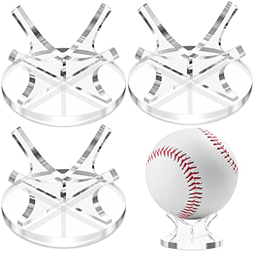 Sumind 3 Pack Acrylic Small Ball Stand Holder, Clear Baseball Holders for Display, Sport Ball Display Stand Baseball for Golf, Softball, Tennis, Collectible Spheres Decor for Desk & Home - color: Clear