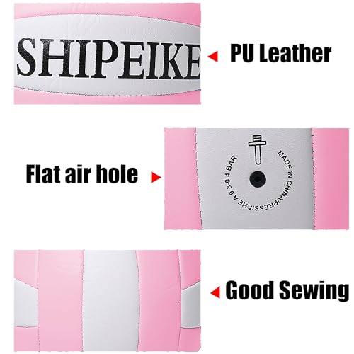 ABAJI Volleyball Official Ball Thicker PU Waterproof Anti-Explosion 15+ Years Kids Girls Boys Indoor Training Game Outdoor Sand Beach Pool Play Pump Needle - color: Pink