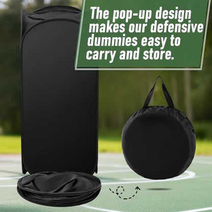 3 Pcs Pop up Blocker Defender Basketball & Football Soccer Training Dummy, 38" Blocking Dummy Set with Water-Absorbent Weight Bags & Carrying Bag, Foldable Training Equipment
