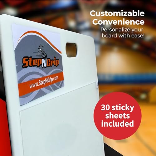 StepNGrip Courtside Basketball Sticky Mat - Basic Model with 15 x 18 inches Replaceable Sheets Basketball Shoe Grip Enhancer - Sticky Pad for Sports Shoes - White