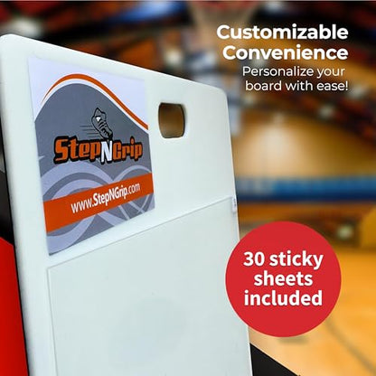 StepNGrip Courtside Basketball Sticky Mat - Basic Model with 15 x 18 inches Replaceable Sheets Basketball Shoe Grip Enhancer - Sticky Pad for Sports Shoes - White