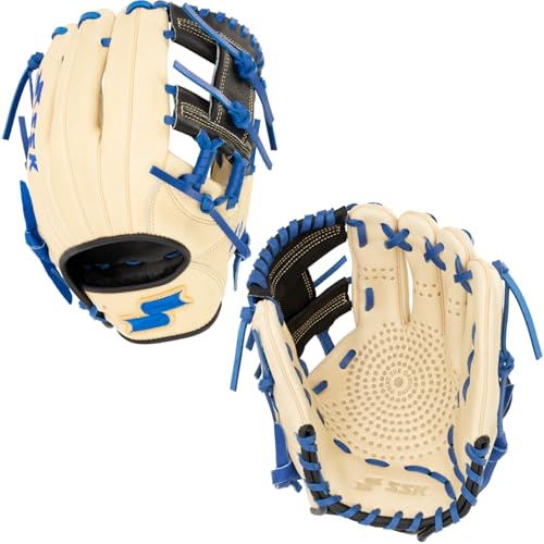 SSK Z5 Craftsman Infield Baseball Glove – 11.25” - 11.5” - 11.75” - 12” – Right & Left Hand Throw - color: Camel/Black/Royal, size: 11.5" - Right Hand Throw