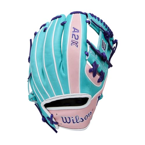 Wilson Winter 2025 A2K® Baseball Gloves - color: Teal/Pink/Purple, size: Infield - 11.5"