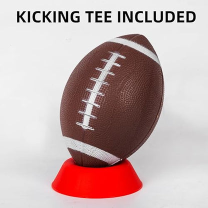 6 Pcs 5FT Soccer Corner Flags for Soccer Field + 6 Pack 8.3" Inflatable Footballs with Pump and Kicking Tee-Spring Loaded Adjustable Speed and Agility Training Equipment With Storage Bag