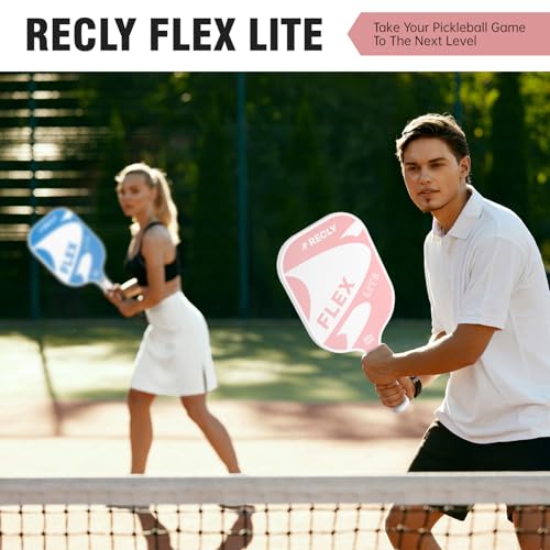Recly Pickleball Paddles, Carbon Fiber Pickleball Paddle with UV Printed Finish & Sure-Grip Elongated Handle 14MM,USAPA Approved for Beginner and Professional Players - color: pink