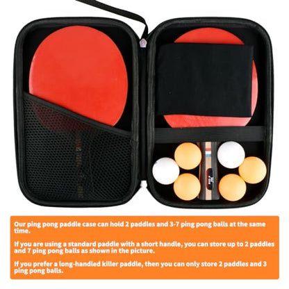 Rintifia® Ping Pong Paddles Case - Hard Shell Table Tennis Paddle Storage Bag for 2 Paddles & Multiple Balls - Anti-Drop, Anti-Wear - Great Gift for Table Tennis Lovers