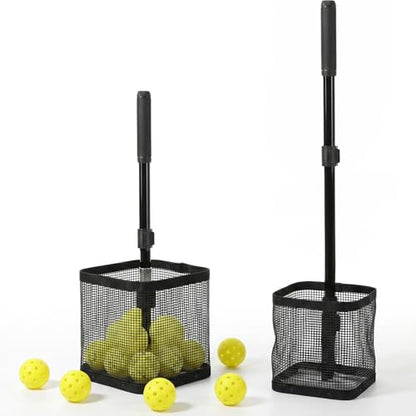 Pickleball Picker Upper 20+ Ball Capacity Foldable Pickleball Hopper Storage Basket Telescopic Handle Ball Retriever for No Bending Lightweight Pickleball Accessories for Coaches Players